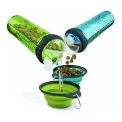 OEM - Botella Snack Dúo Agua Y Comida Para Perros Plato