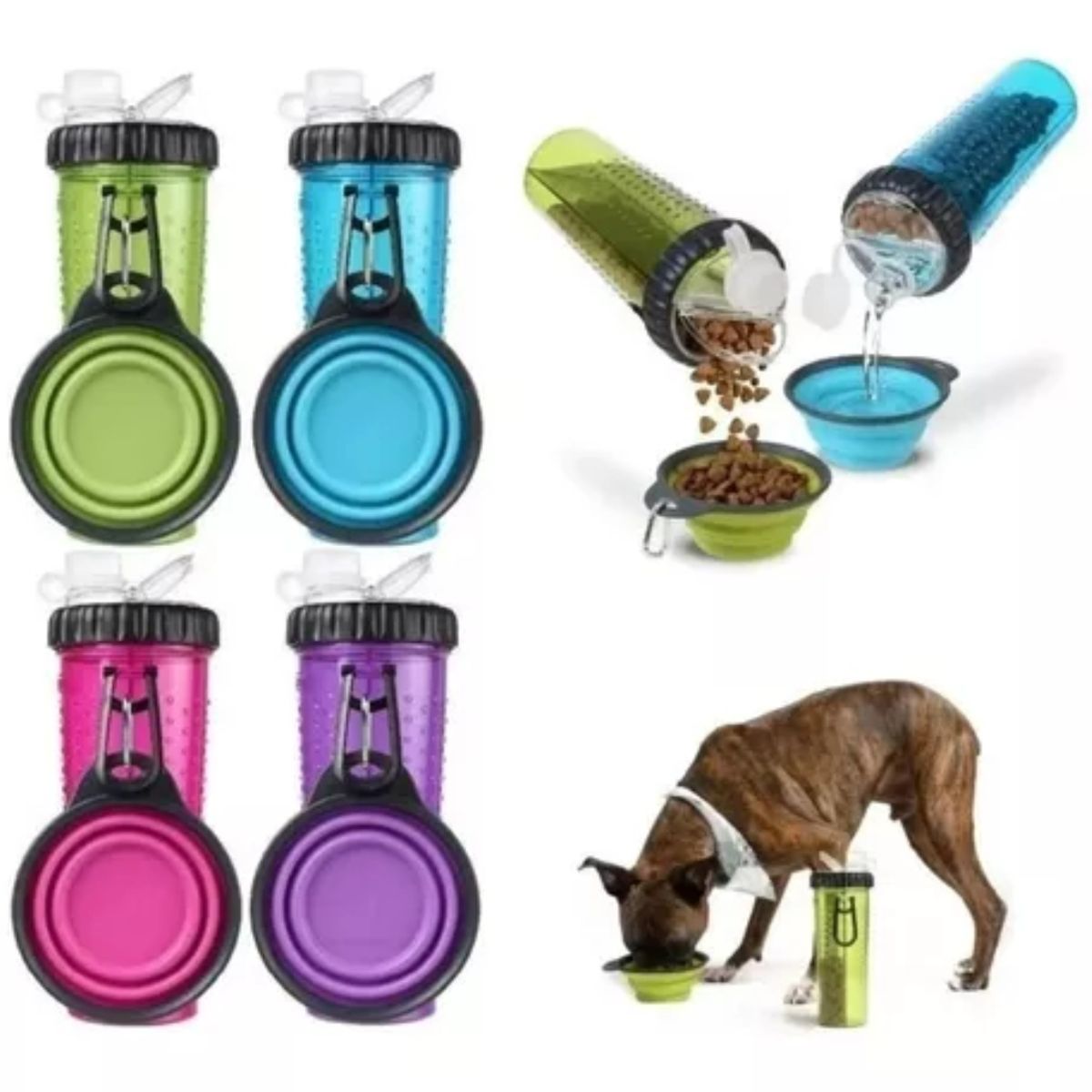 OEM - Botella Snack Dúo Agua Y Comida Para Perros  Plato