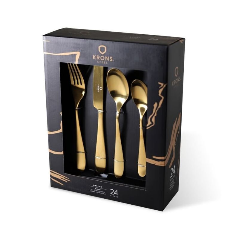KRONS - Set de cuchillería 24 piezas gold Krons - Acero inoxidable
