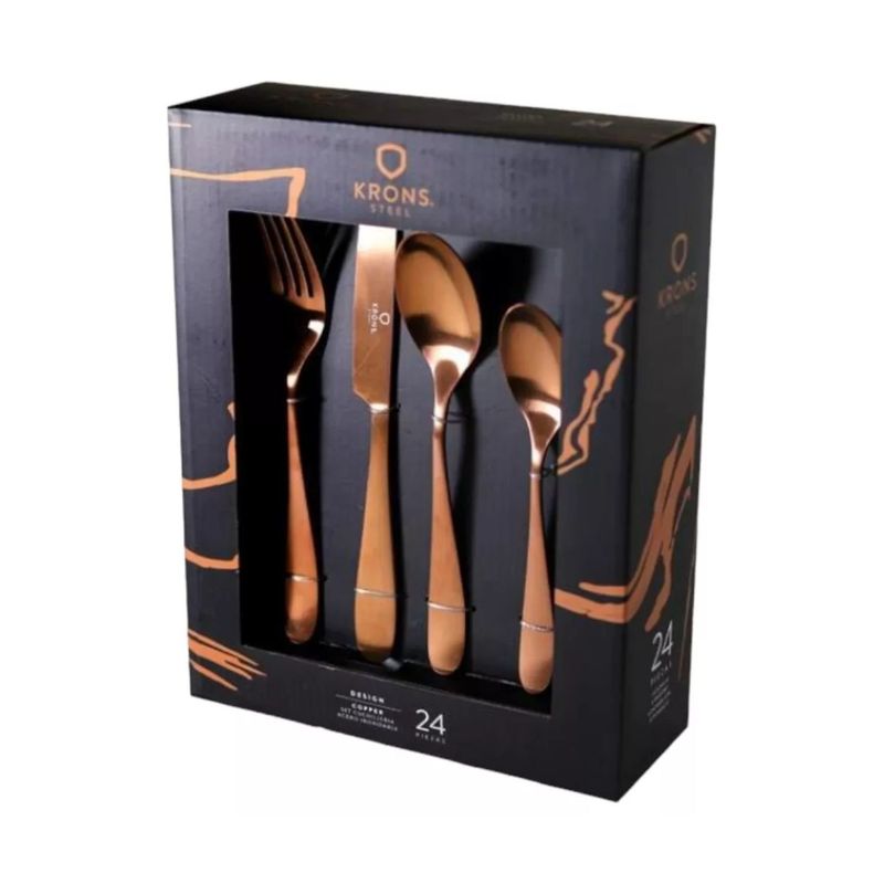 GENERICO - Set de Cuchillería Copper 24 piezas - Acero Inoxidable Anti-Oxidante.