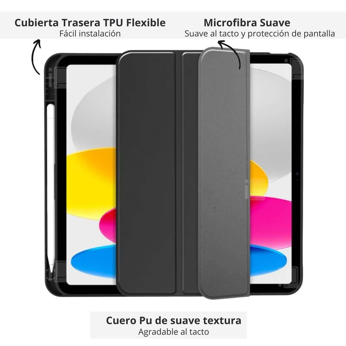 GENERICO - Funda Para iPad 10° Generación 10.9 Con Ranura Lápiz Pencil - Negro