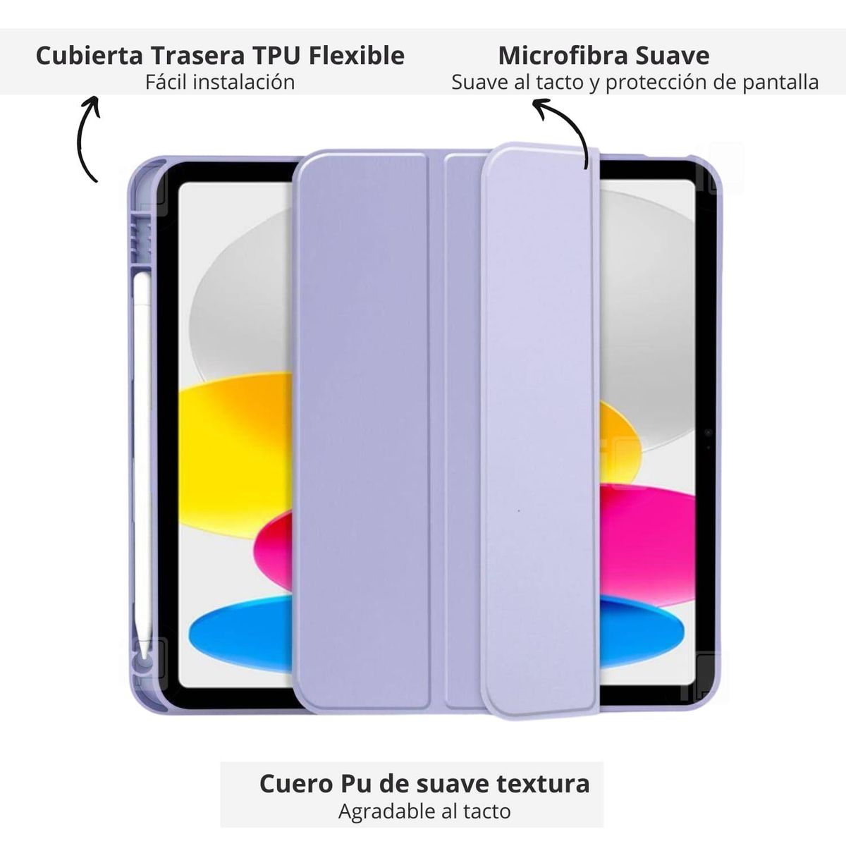 GENERICO - Funda Para iPad 10° Generación 10.9 Con Ranura Lápiz Pencil - Lavanda