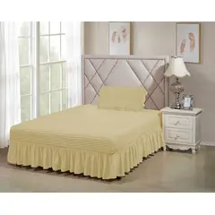 GENERICO - FALDON CUBRE COLCHON, 1.5 PLAZA, ACOLCHADO TURCO, UNICOLOR CREMA