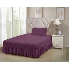 GENERICO - FALDON CUBRE COLCHON, 1.5 PLAZA, ACOLCHADO TURCO, UNICOLOR MORADO