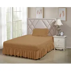 GENERICO - FALDON CUBRE COLCHON, 1.5 PLAZA, ACOLCHADO TURCO, UNICOLOR BEIGE