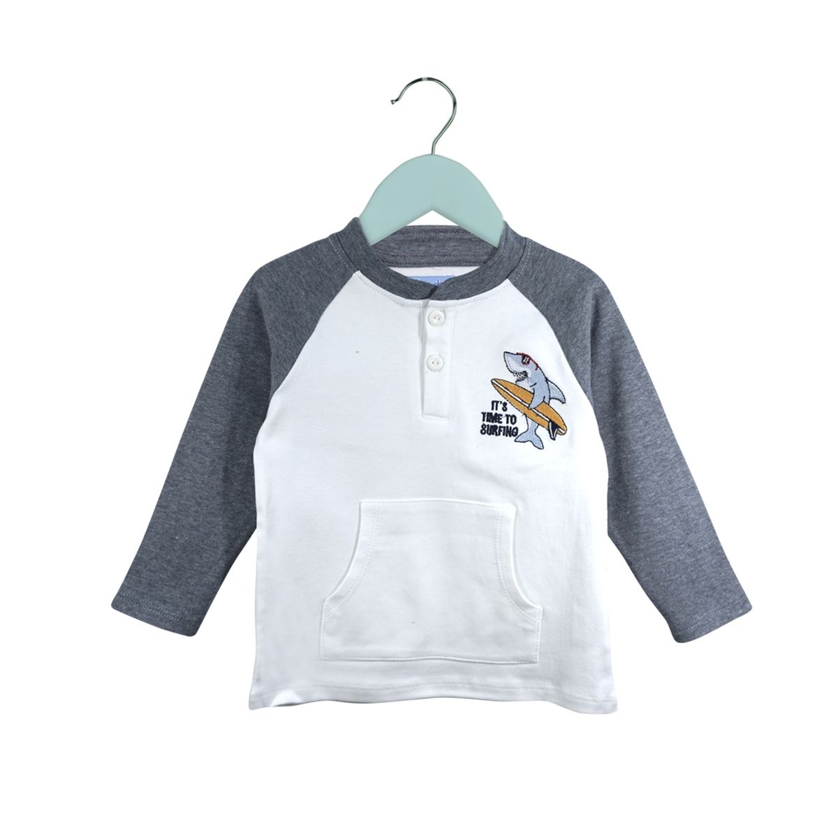 PUMUCKI - Polera Manga Larga Tiburón Bicolor Niño Pumucki