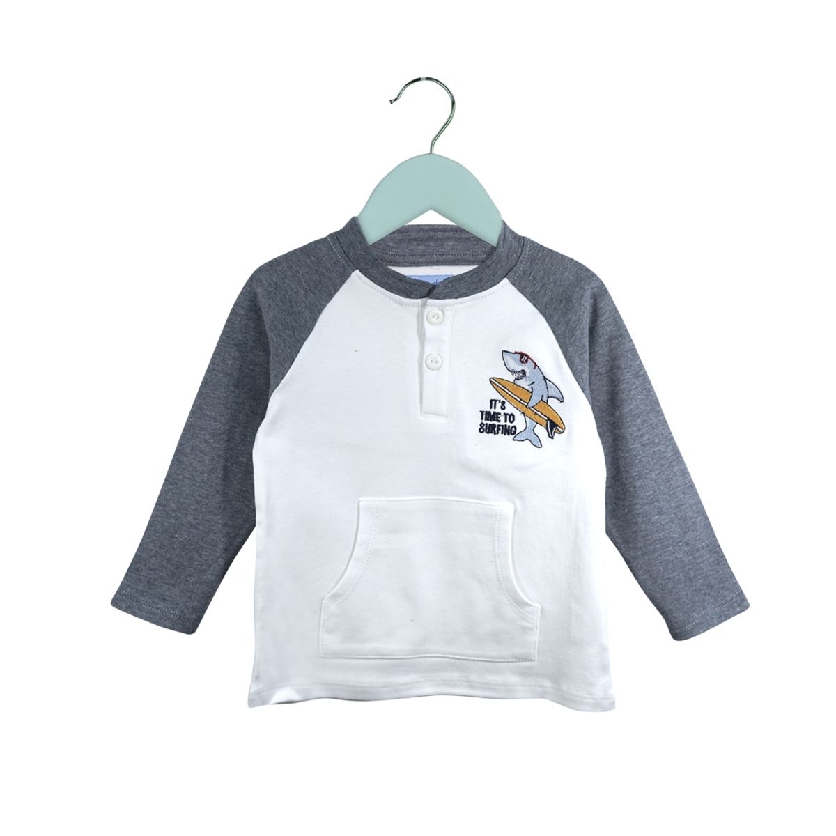 PUMUCKI - Polera Manga Larga Tiburón Bicolor Niño Pumucki