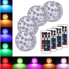 GENERICO - 4 Pack Luces Led Piscina Sumergibles 13 Led Control Remoto