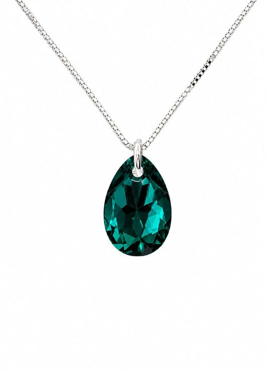 Collar Gota de Luz Plata 925 creado con cristales de Swarovski Emerald Verde TALLA UNICA