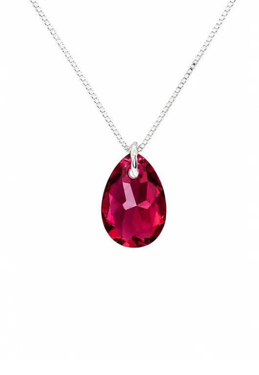 Collar Gota de Luz Plata 925 creado con cristales de Swarovski Scarlet Rojo TALLA UNICA