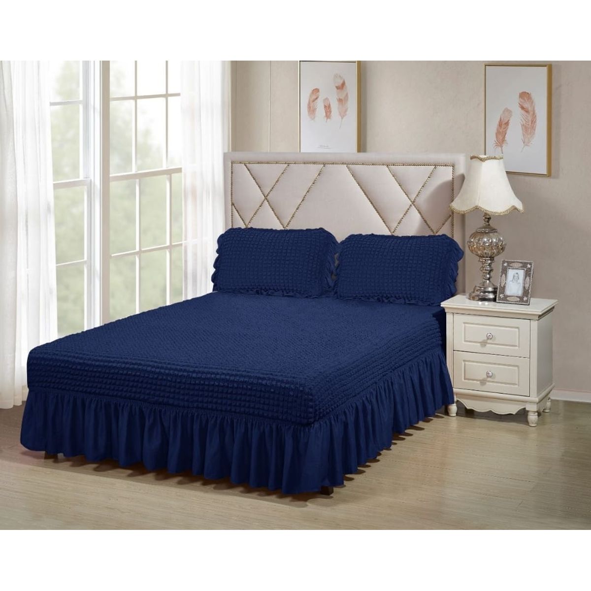 GENERICO - FALDON DOS PLAZA  ACOLCHADO TURCO, AZUL UNICOLOR