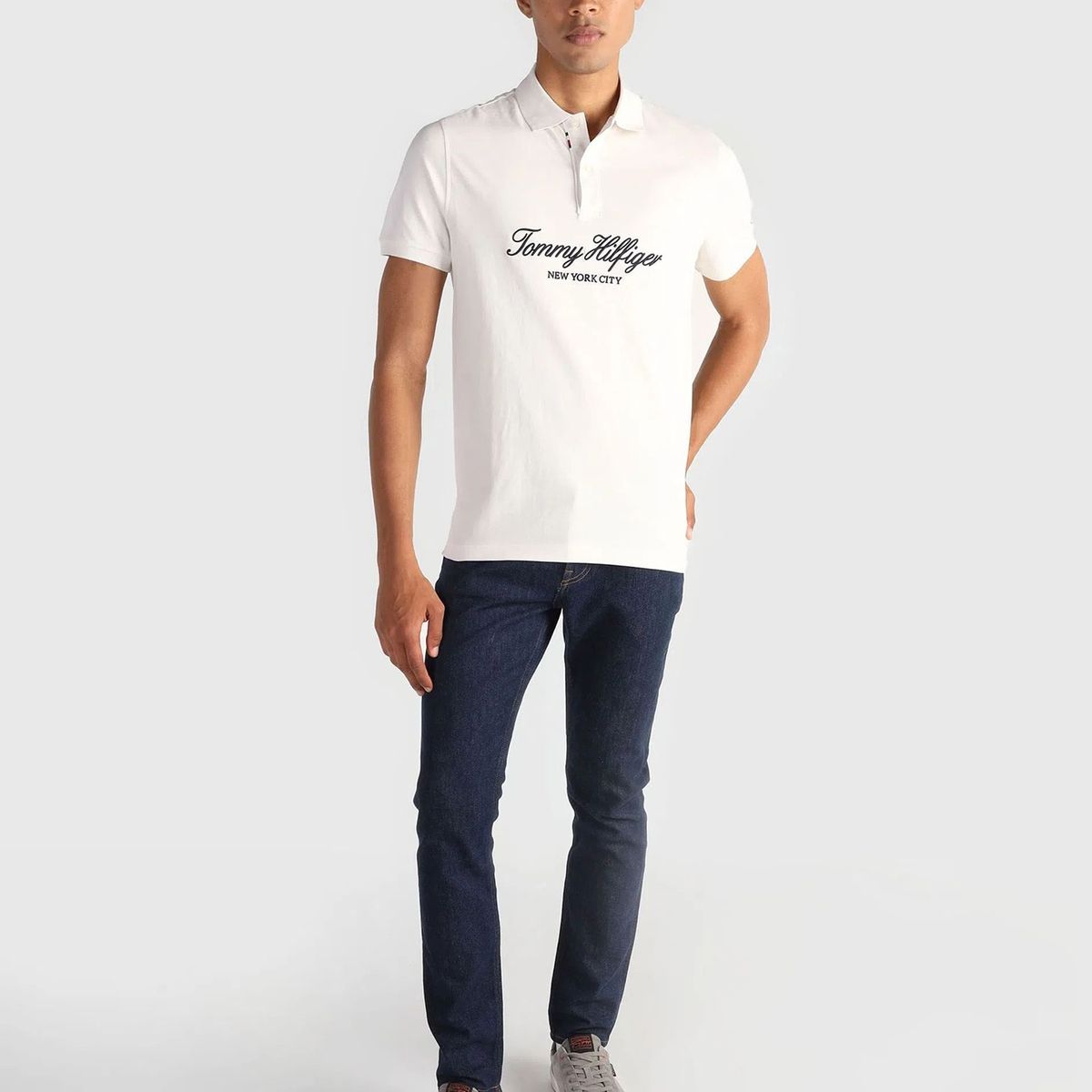 TOMMY HILFIGER - Polo Script Branded Regular Fit Blanco Tommy Hilfiger