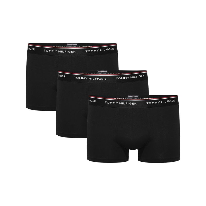 TOMMY HILFIGER - Pack De 3 Calzoncillos Trunk Premium Stretch Negro Tommy Hilfiger.-