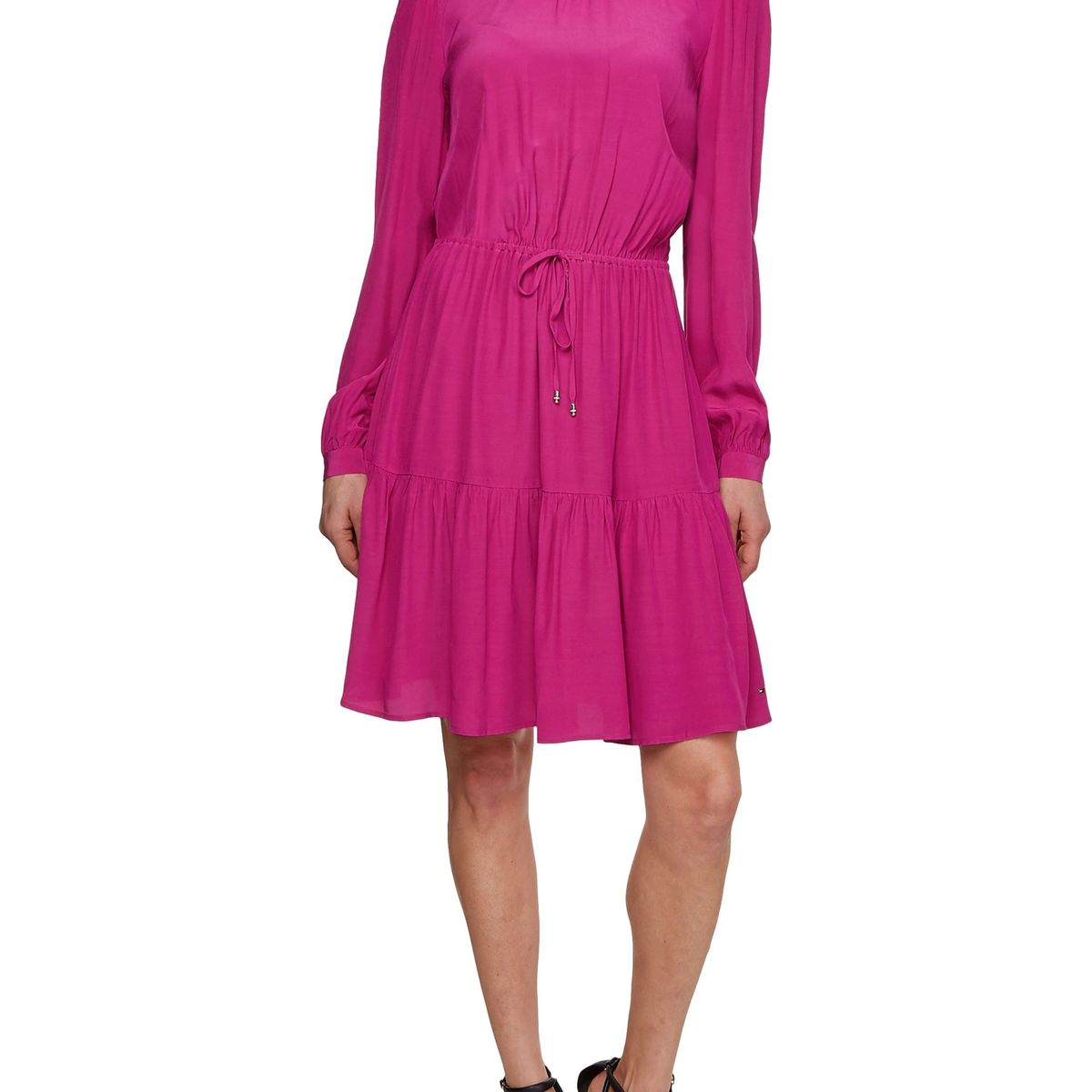 TOMMY HILFIGER - Vestido Apanelado Con Cordón Fucsia Tommy Hilfiger