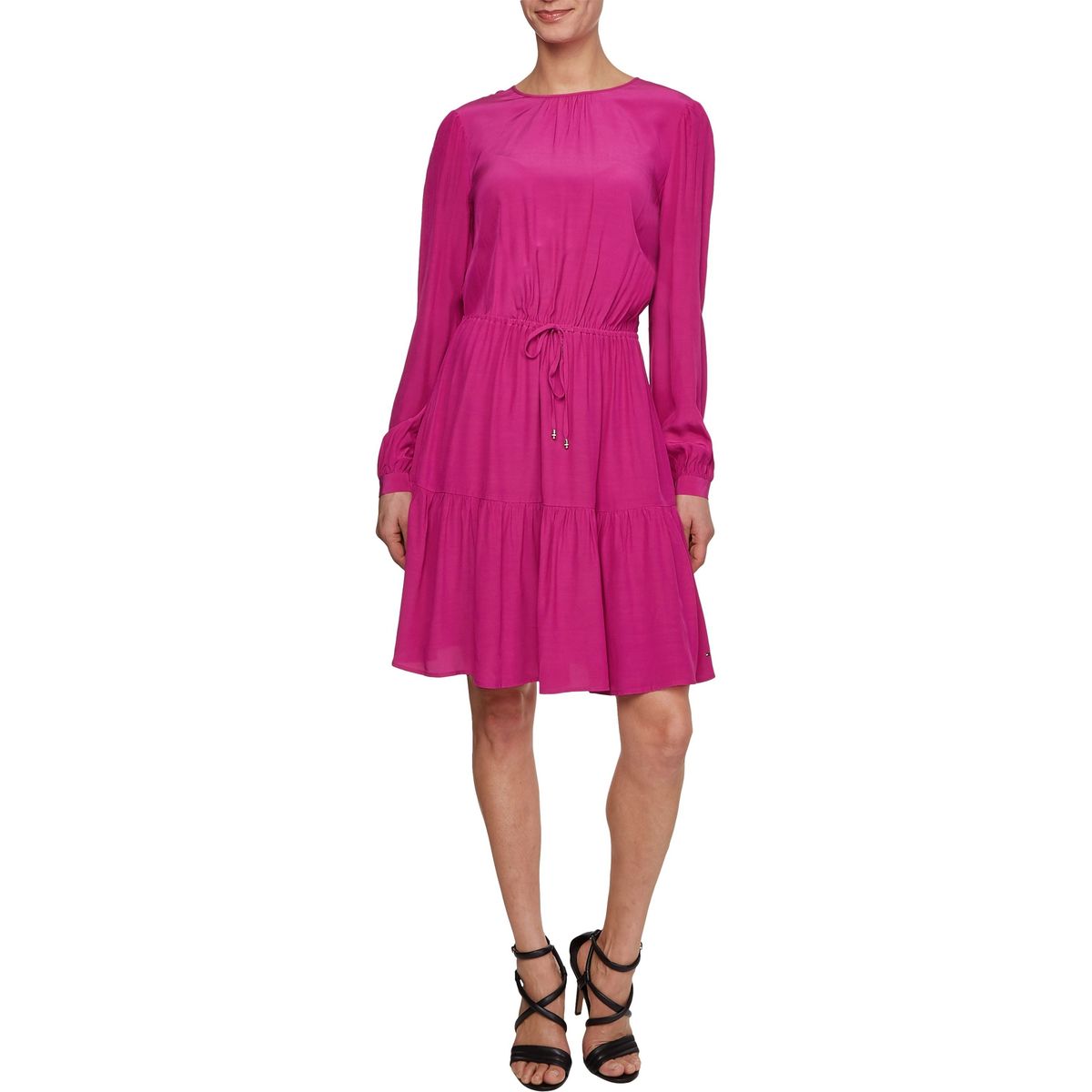 TOMMY HILFIGER - Vestido Apanelado Con Cordón Fucsia Tommy Hilfiger