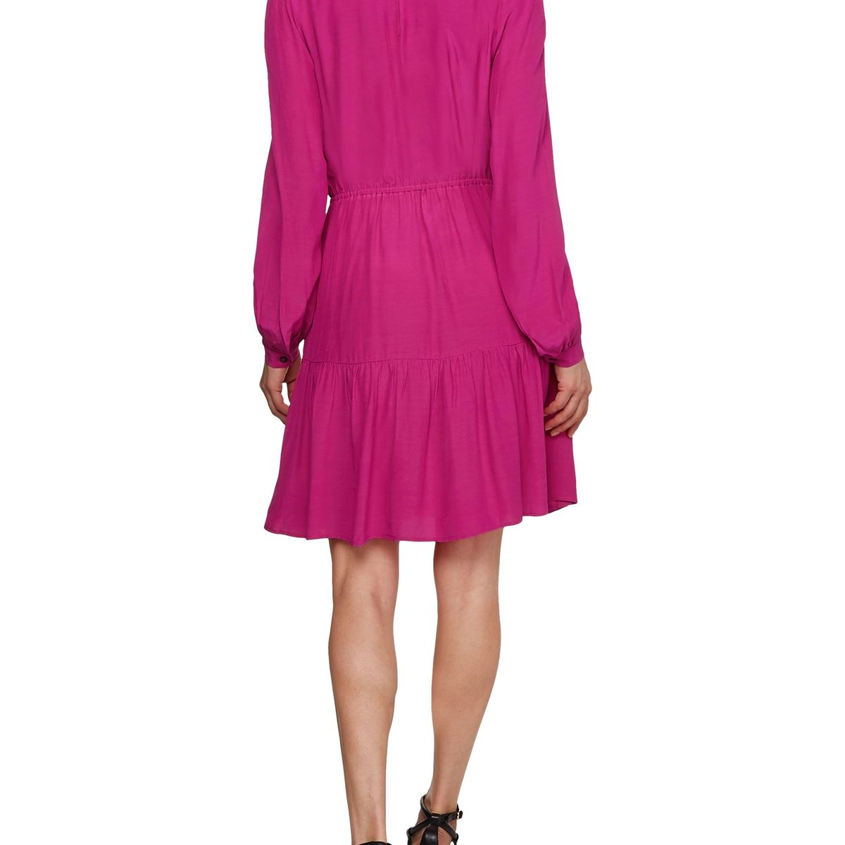 TOMMY HILFIGER - Vestido Apanelado Con Cordón Fucsia Tommy Hilfiger