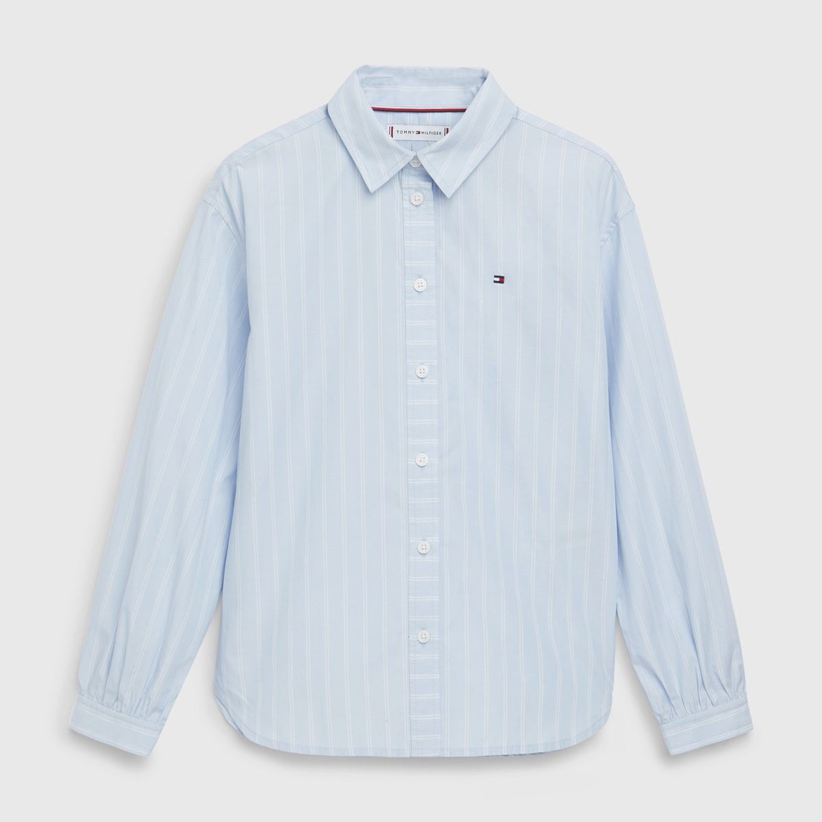 TOMMY HILFIGER - Camisa De Rayas Con Logo Celeste Tommy Hilfiger