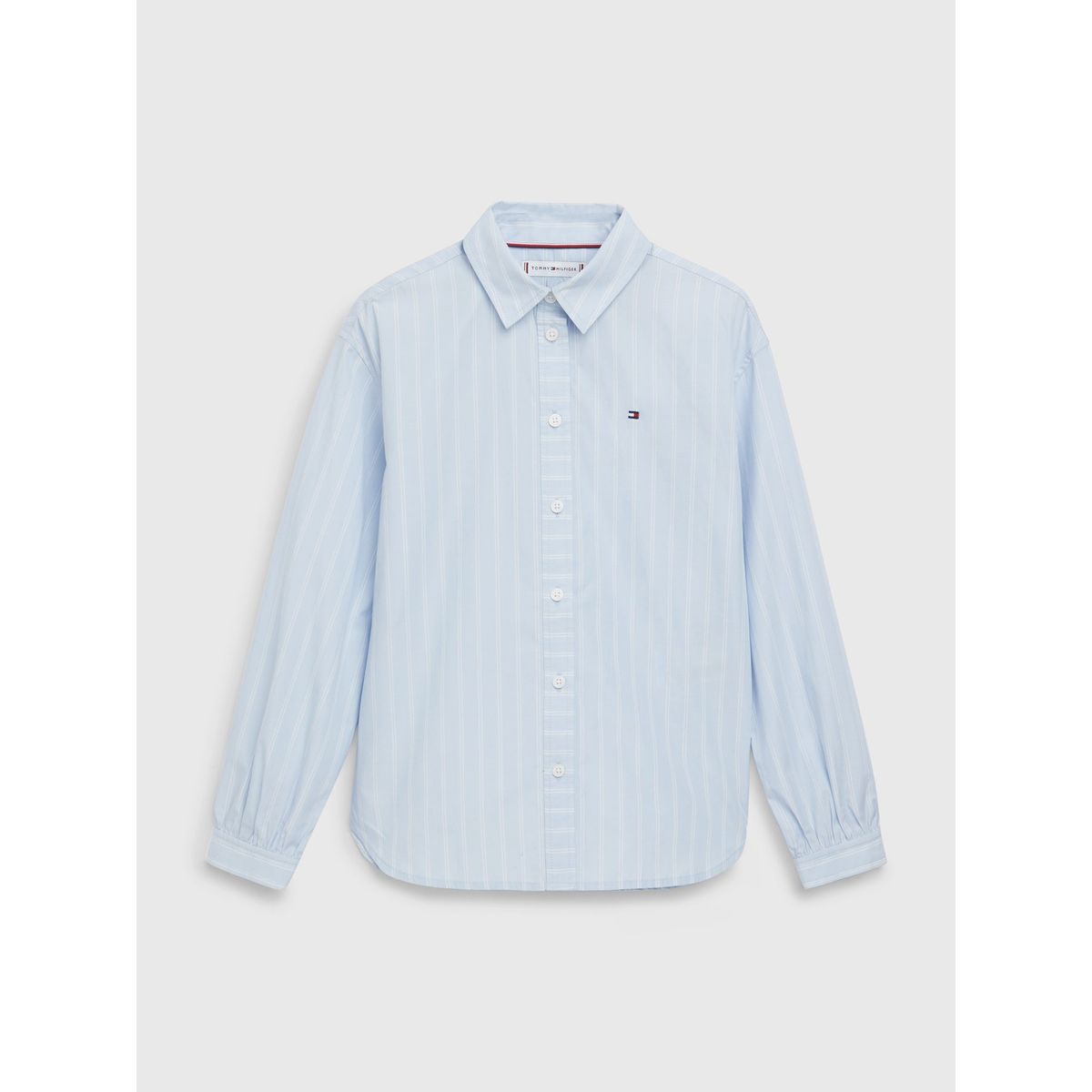 TOMMY HILFIGER - Camisa De Rayas Con Logo Celeste Tommy Hilfiger