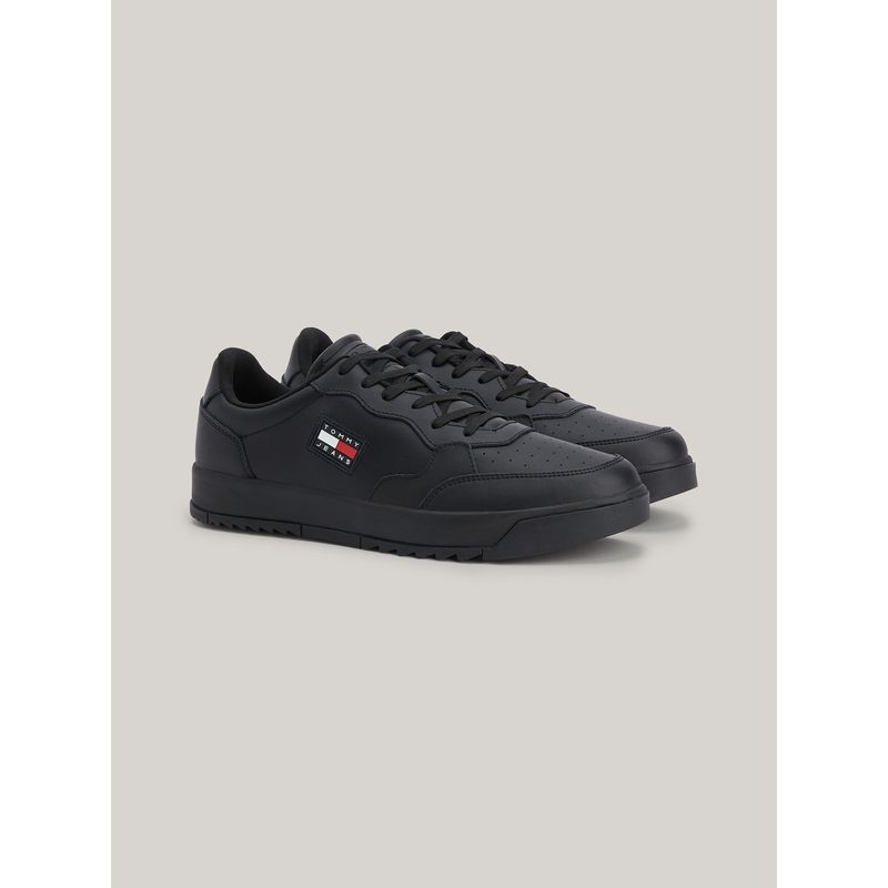 TOMMY HILFIGER - Zapatillas De Cuero Texturizadas Negro Tommy Hilfiger