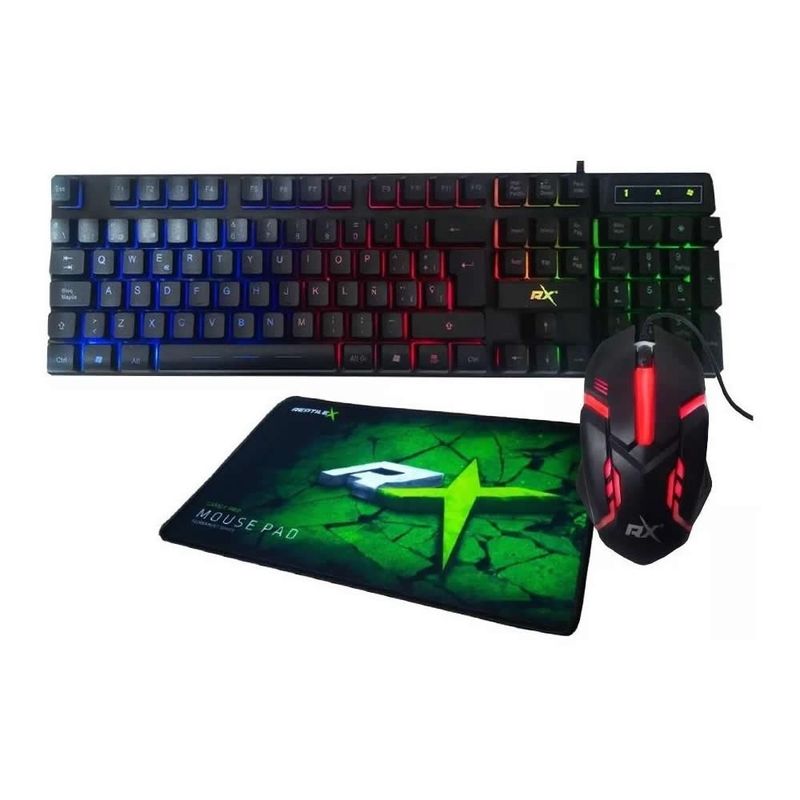 REPTILEX - Kit Gamer 3 en 1 Teclado Mouse y Pad Mouse ReptileX Led