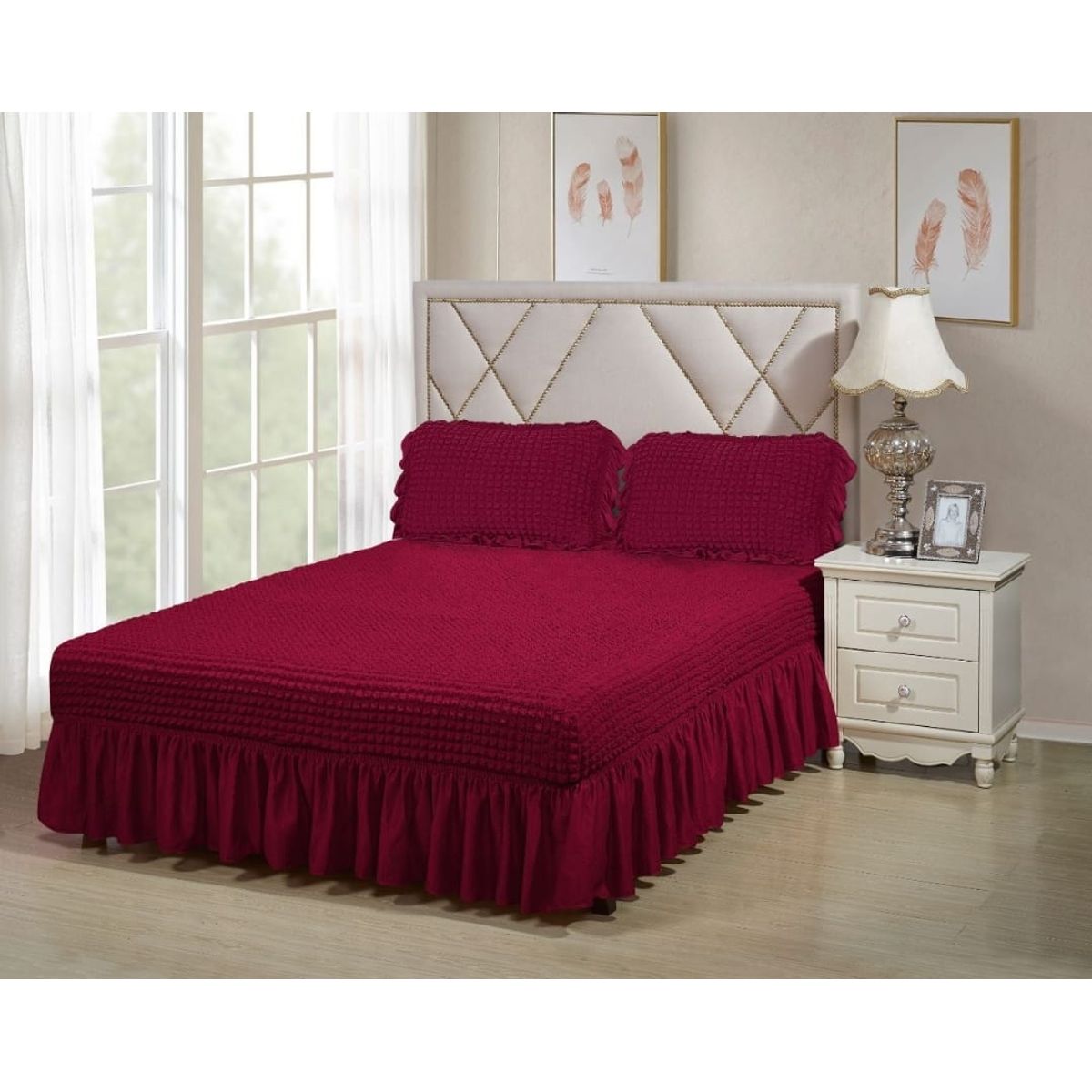 GENERICO - FALDON DOS PLAZA  ACOLCHADO TURCO, BURDEO UNICOLOR