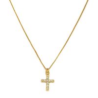 Collar Cruz Circón Blanco Mini Enchapado Oro 18K