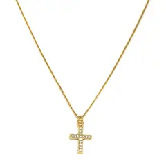 COGGIOLA - Collar Cruz Circón Blanco Mini Enchapado Oro 18K