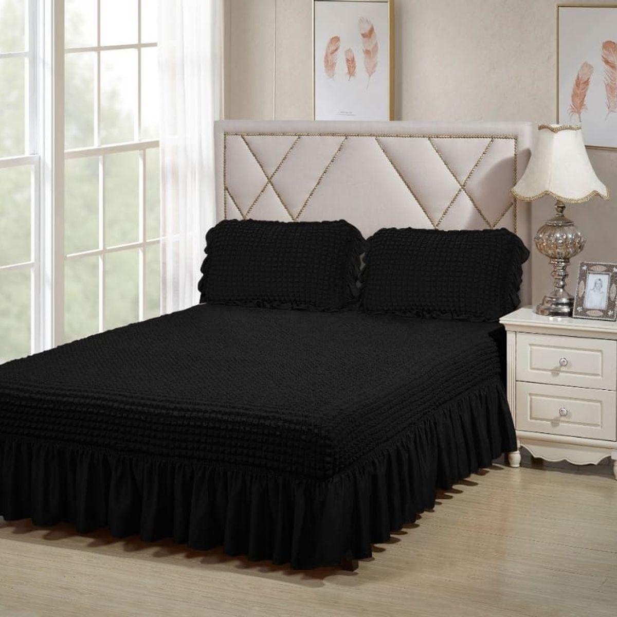 GENERICO - FALDON DOS PLAZA  ACOLCHADO TURCO,COLOR NEGRO