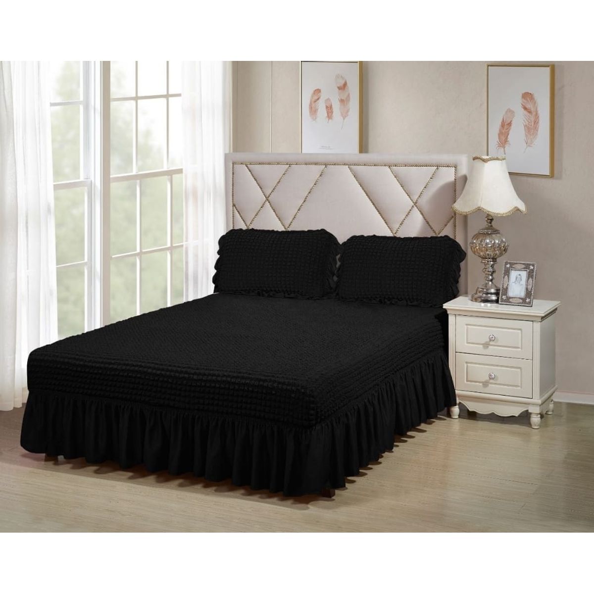 GENERICO - FALDON DOS PLAZA  ACOLCHADO TURCO,COLOR NEGRO