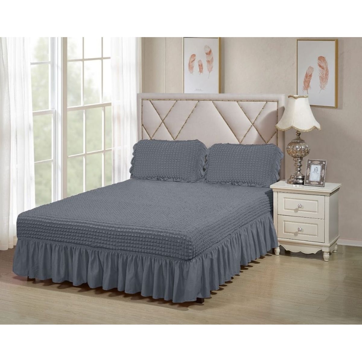 GENERICO - FALDON DOS PLAZA  ACOLCHADO TURCO,COLOR GRIS