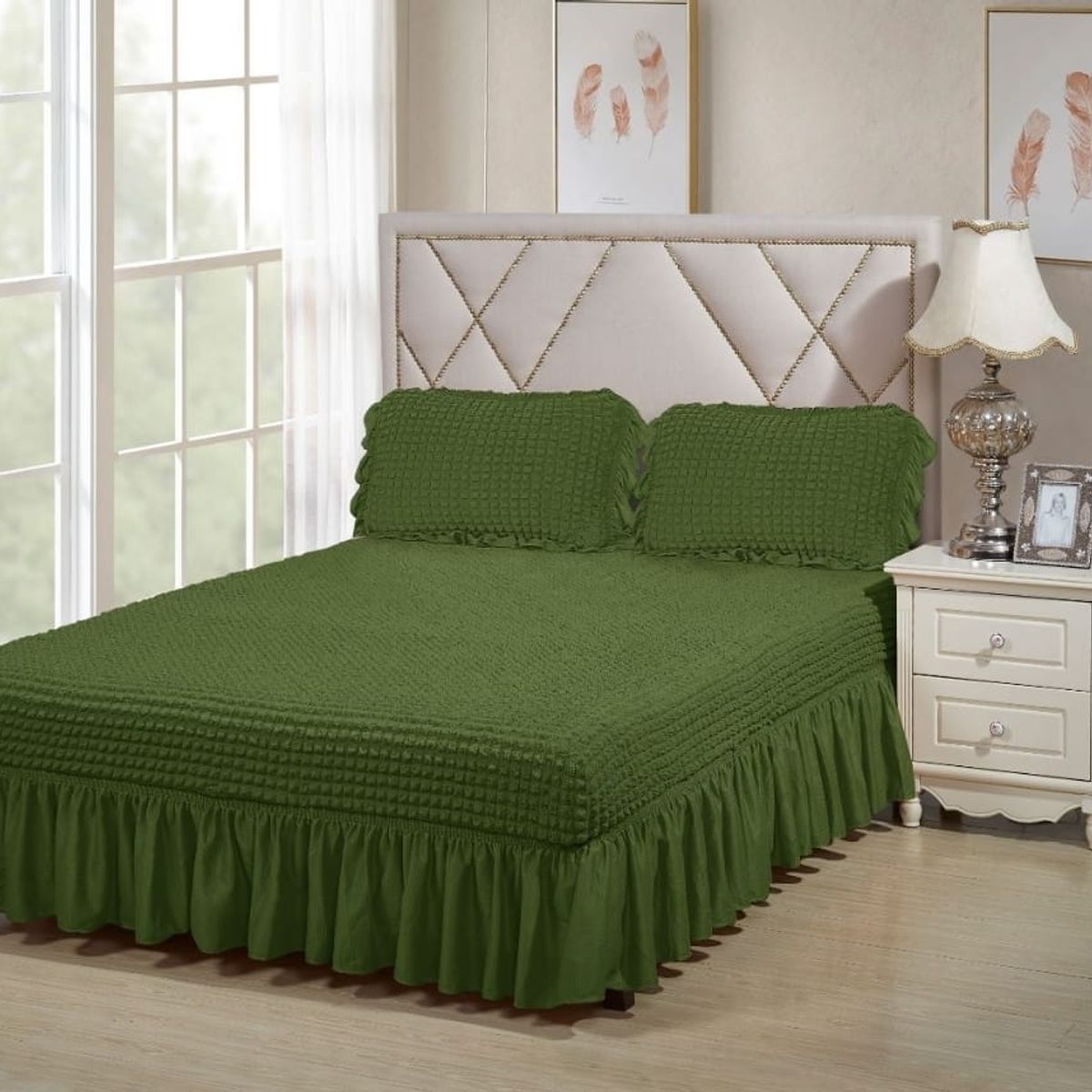 GENERICO - FALDON DOS PLAZA  ACOLCHADO TURCO,COLOR VERDE