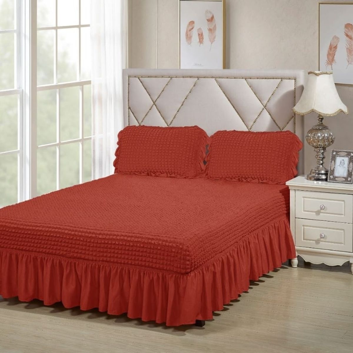 GENERICO - FALDON DOS PLAZA  ACOLCHADO TURCO,COLOR TERRACOTA