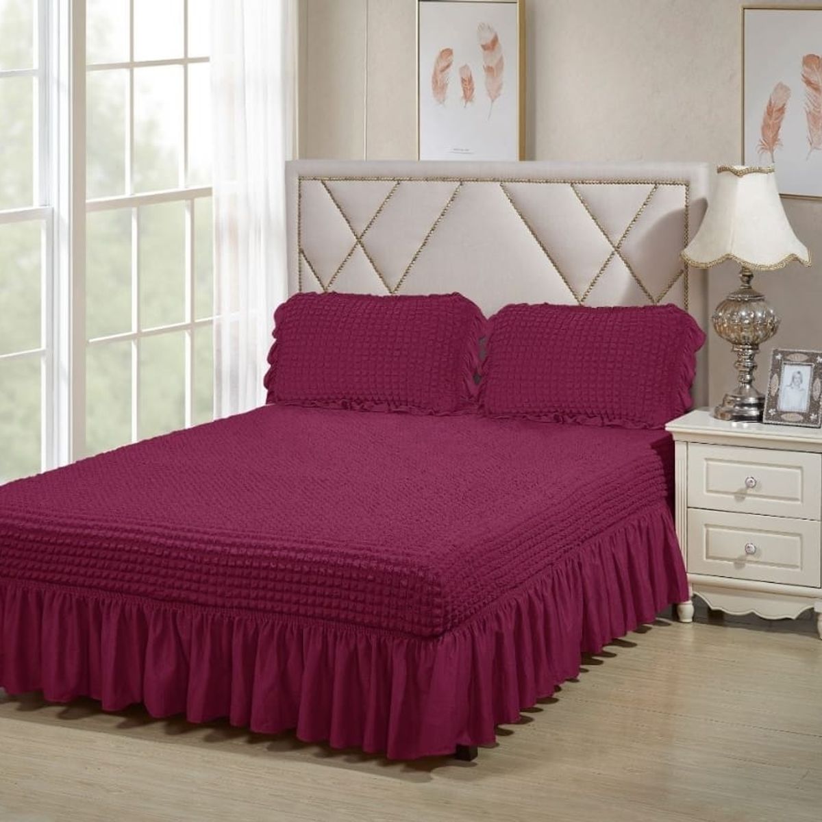 GENERICO - FALDON DOS PLAZA  ACOLCHADO TURCO,COLOR COCHEVINO