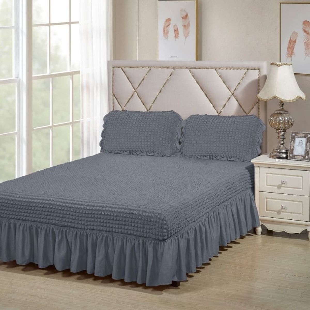 GENERICO - FALDON KING  ACOLCHADO TURCO,COLOR GRIS