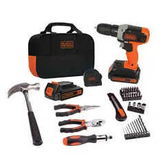 BLACK+DECKER - Kit Taladro atornillador 20V + 54 piezas