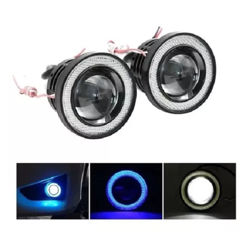 LISM - X2 Foco Led Ojos De Ángel Blanco Y Aro Azul 64mm 223539