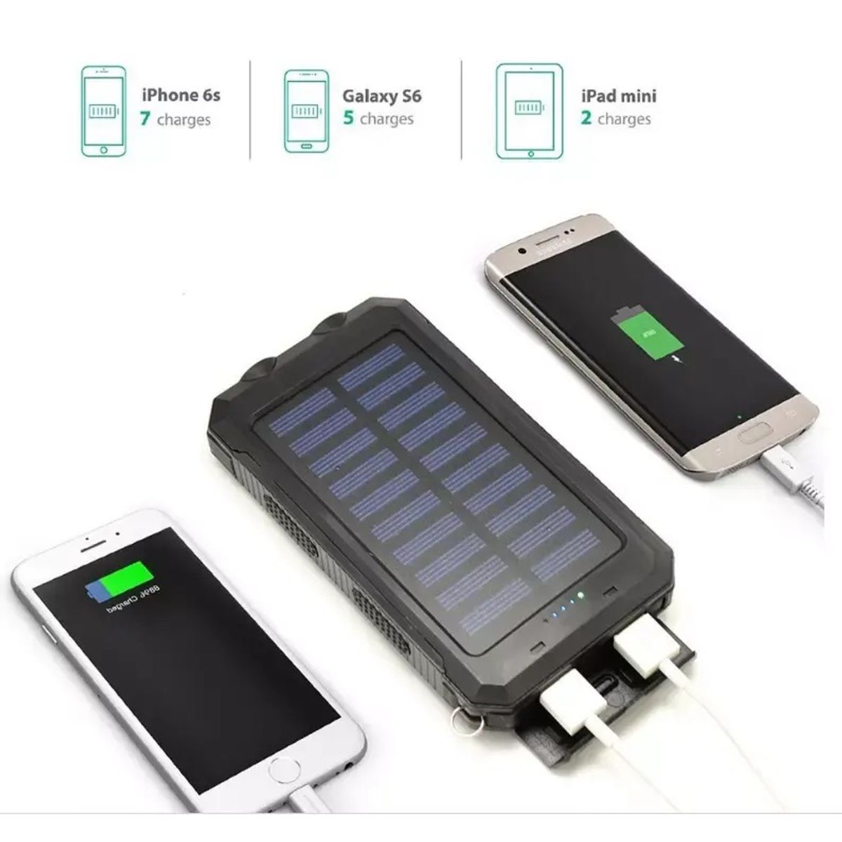 GENERICO - Cargador Solar Portátil 20000mAh Linterna a Prueba de Agua y polvo