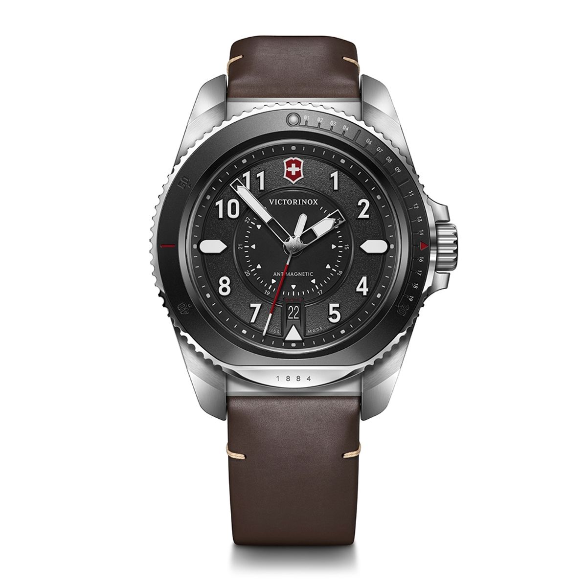 VICTORINOX - Reloj Journey 1884 dial negro correa de cuero Victorinox