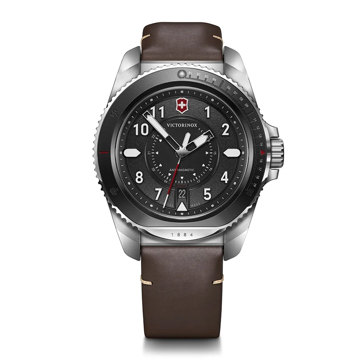 VICTORINOX - Reloj Journey 1884 dial negro correa de cuero Victorinox