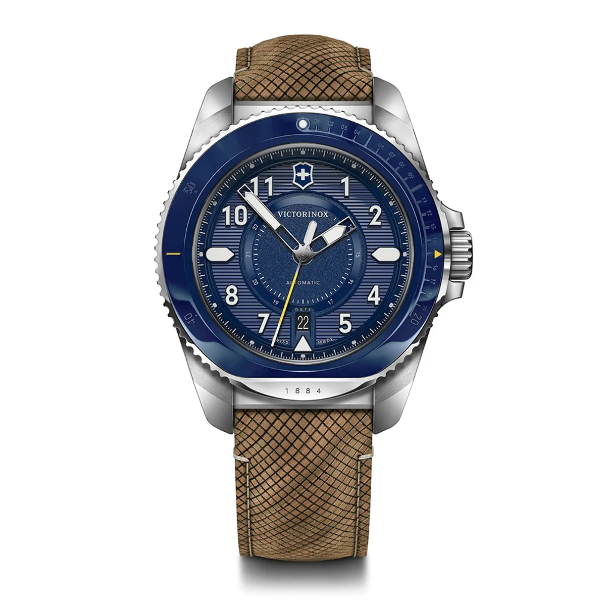 VICTORINOX - Reloj Journey 1884 Automático dial azul correa de madera Victorinox
