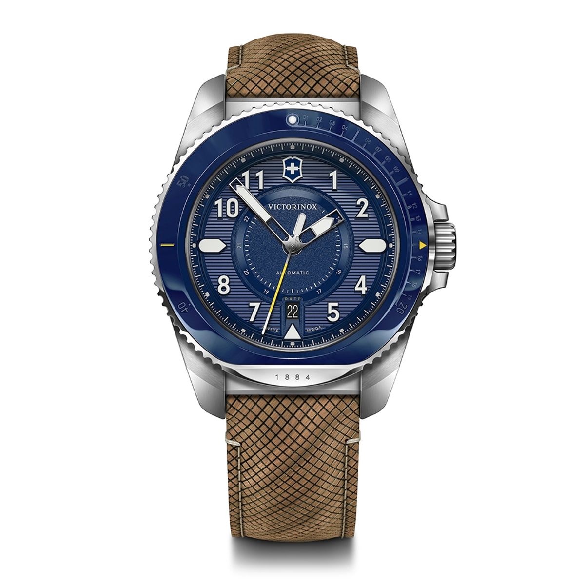 VICTORINOX - Reloj Journey 1884 Automático dial azul correa de madera Victorinox