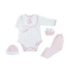 MOONWEAR - Ajuar 5 Piezas Little Princess Rosa Algodón Peruano