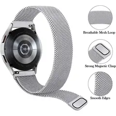 GENERICO - Correa Metálica Color Plateado para Samsung Watch 4 de 20 mm