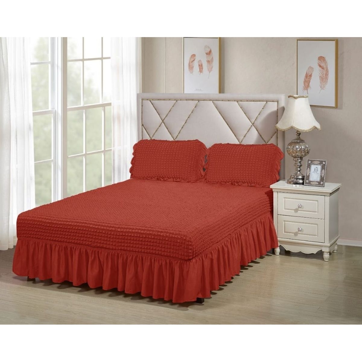 GENERICO - FALDON KING  ACOLCHADO TURCO,COLOR TERRACOTA