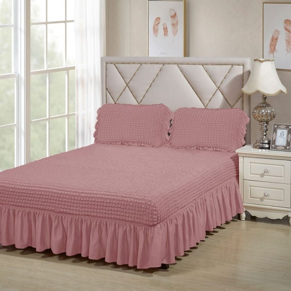 GENERICO - FALDON KING  ACOLCHADO TURCO,COLOR ROSA