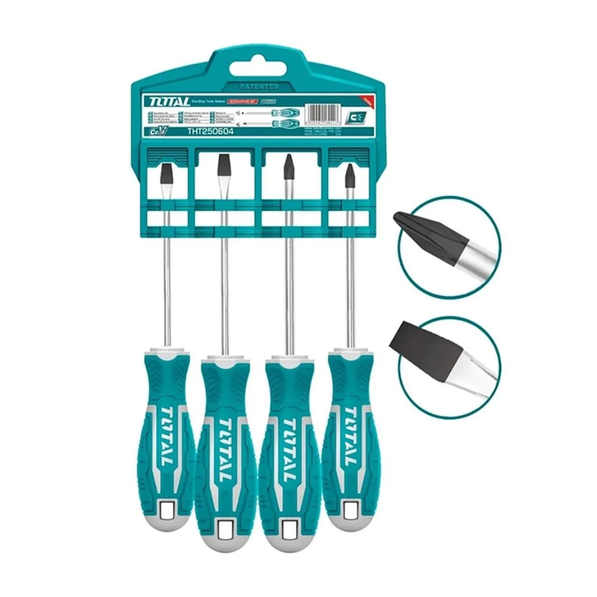 TOTAL TOOLS - Kit Set Juego Destornilladores 4 Piezas