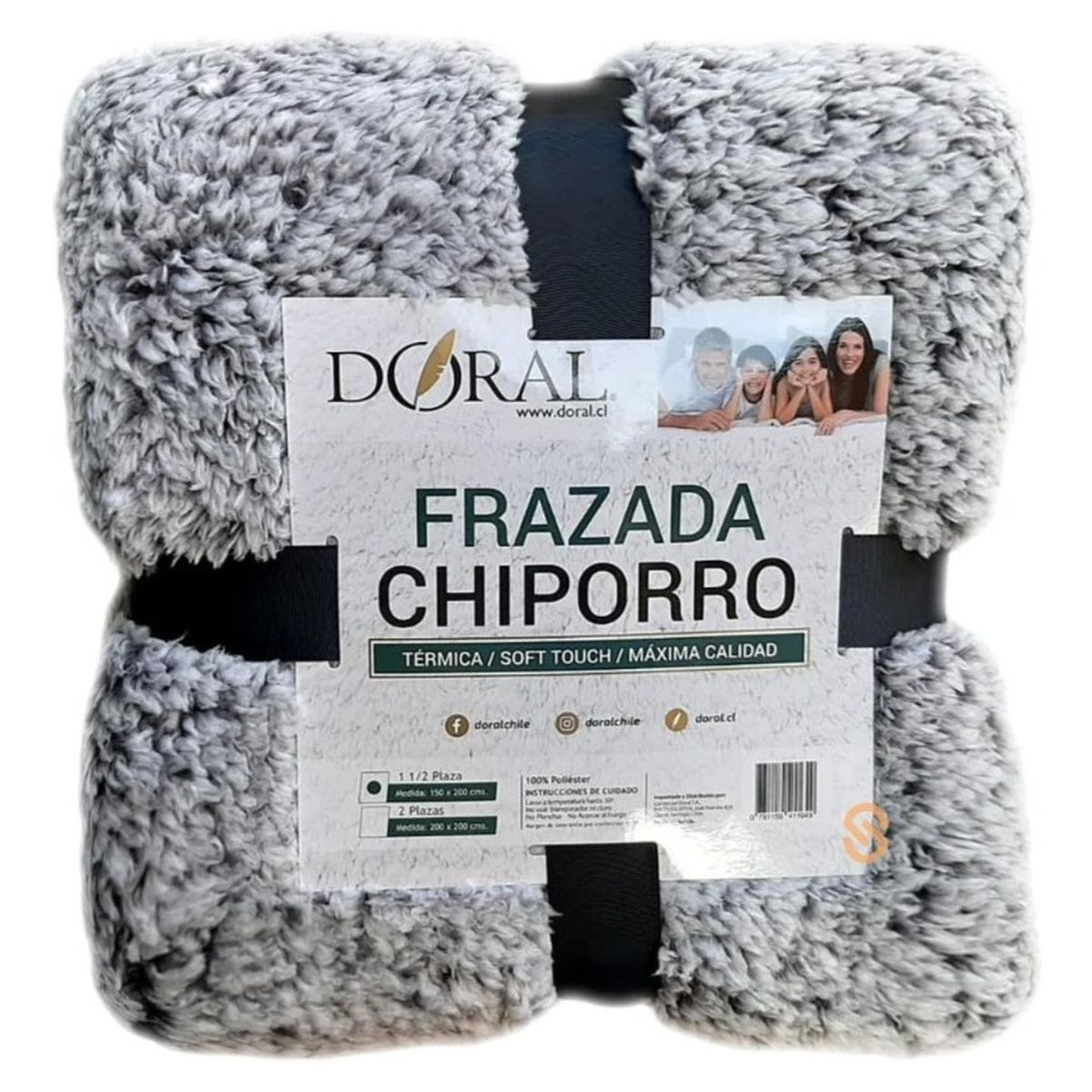 DORAL - Frazada Chiporro 1.5 Plazas Tonos Blancos - Shopyclick