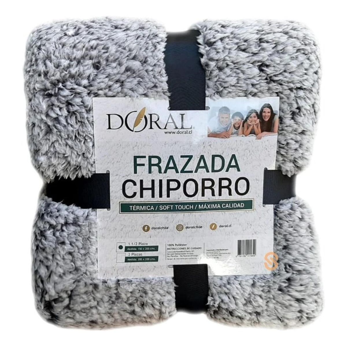 DORAL - Frazada Chiporro 1.5 Plazas Tonos Blancos - Shopyclick