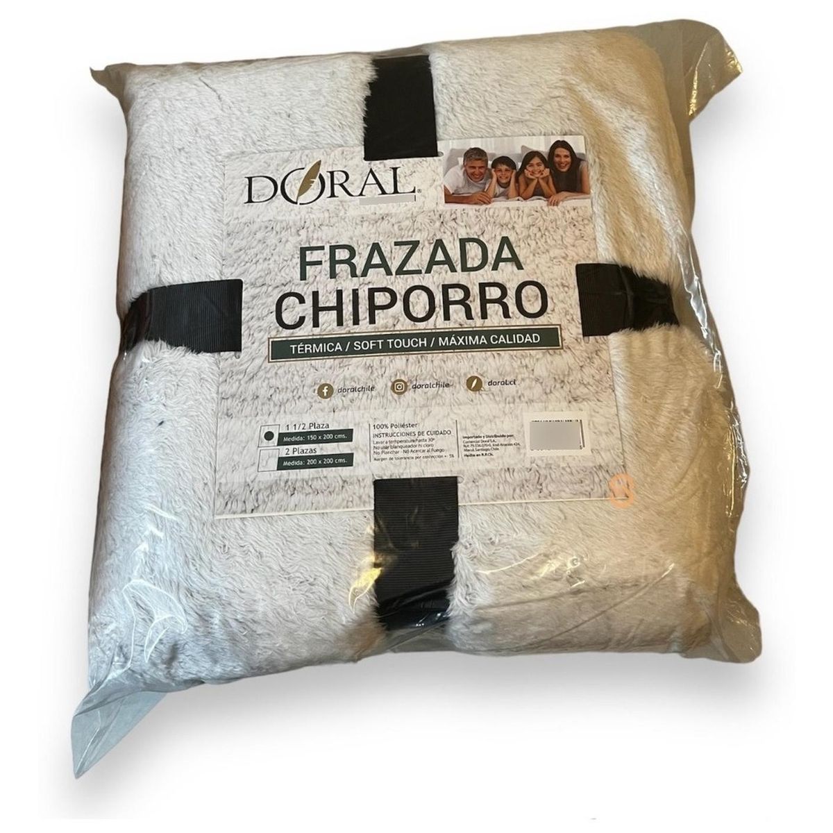 DORAL - Frazada Chiporro 1.5 Plazas Tonos Blancos - Shopyclick