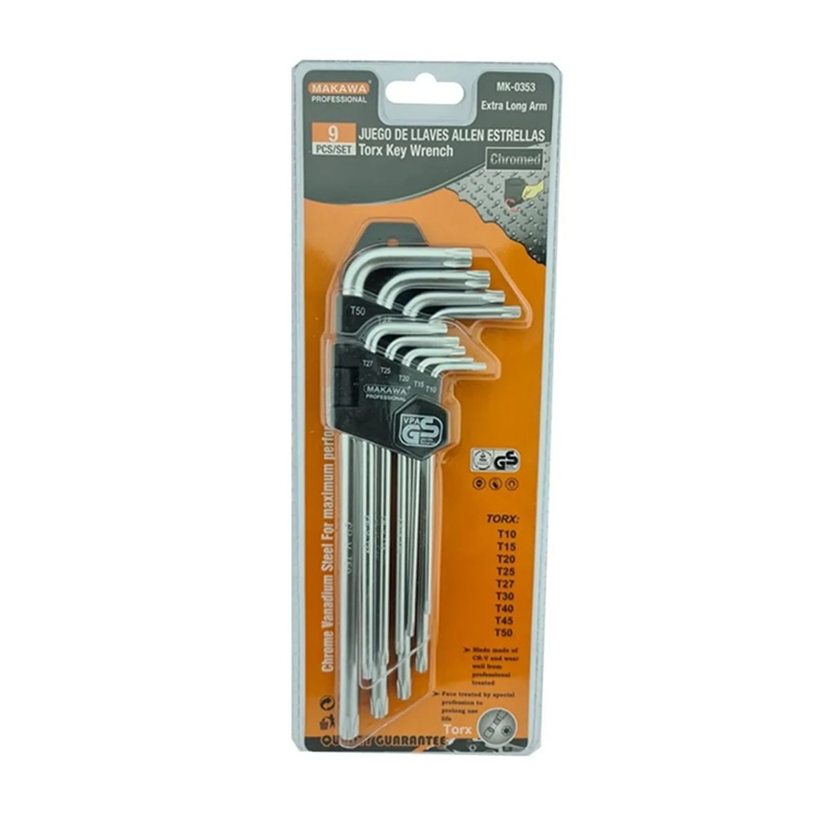 MAKAWA - Kit Set Juego De Llaves Allen Punta Estrella 9 Piezas Makawa